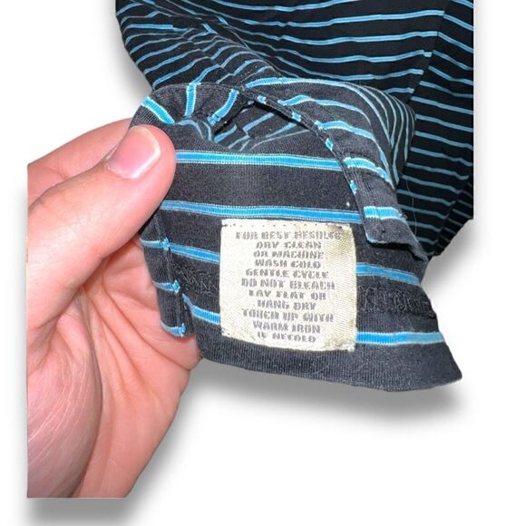 Black and Blue Striped Peter Millar Crown Crafted Golf Polo Shirt Size M - Picture 6 of 10